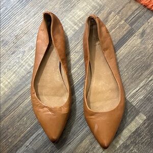Frye Pointed Toe Brown Leather Flats